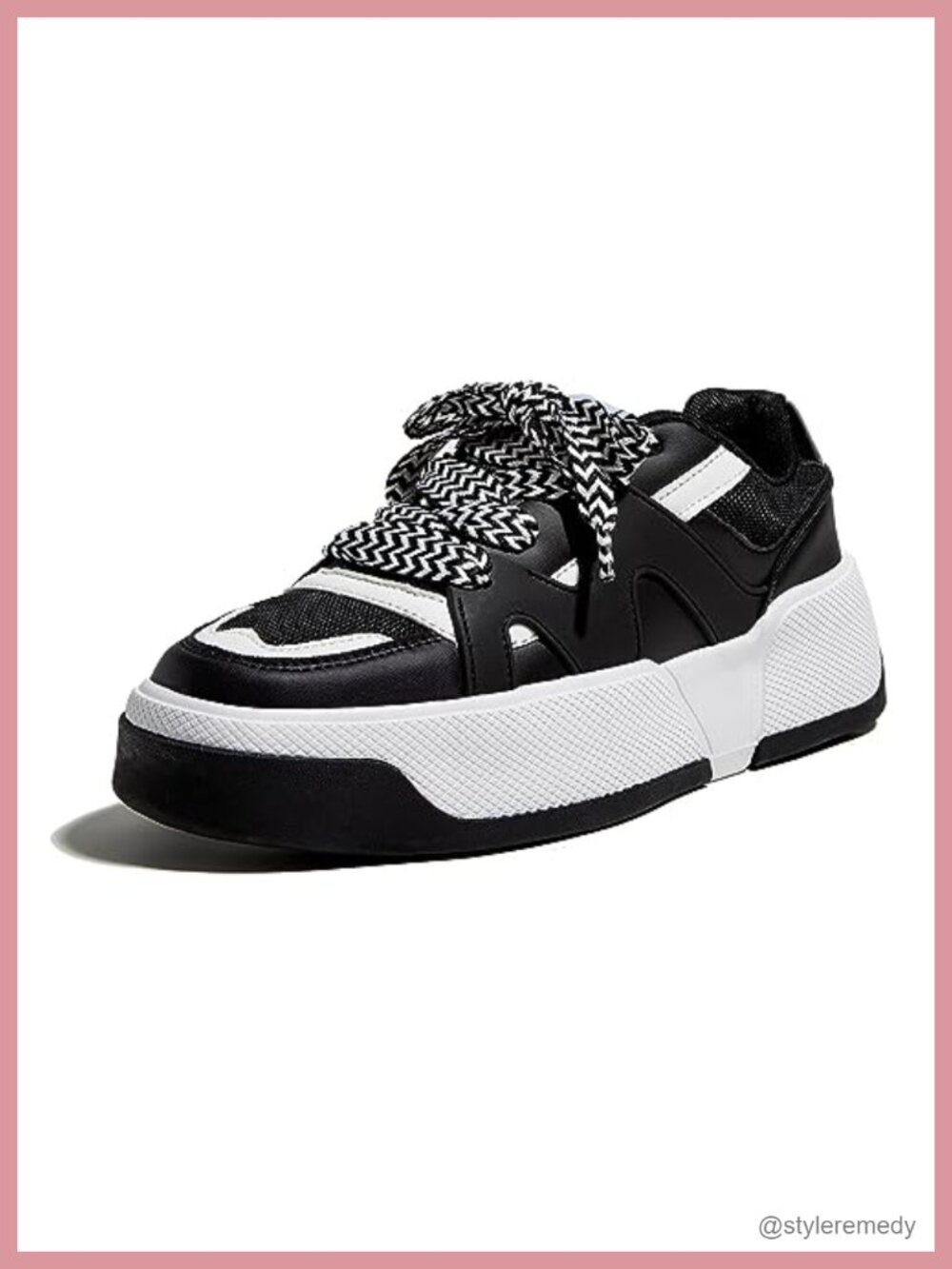 Women's Platform Fashion Sneakers Thick Sole Lace-Up Faux Leather